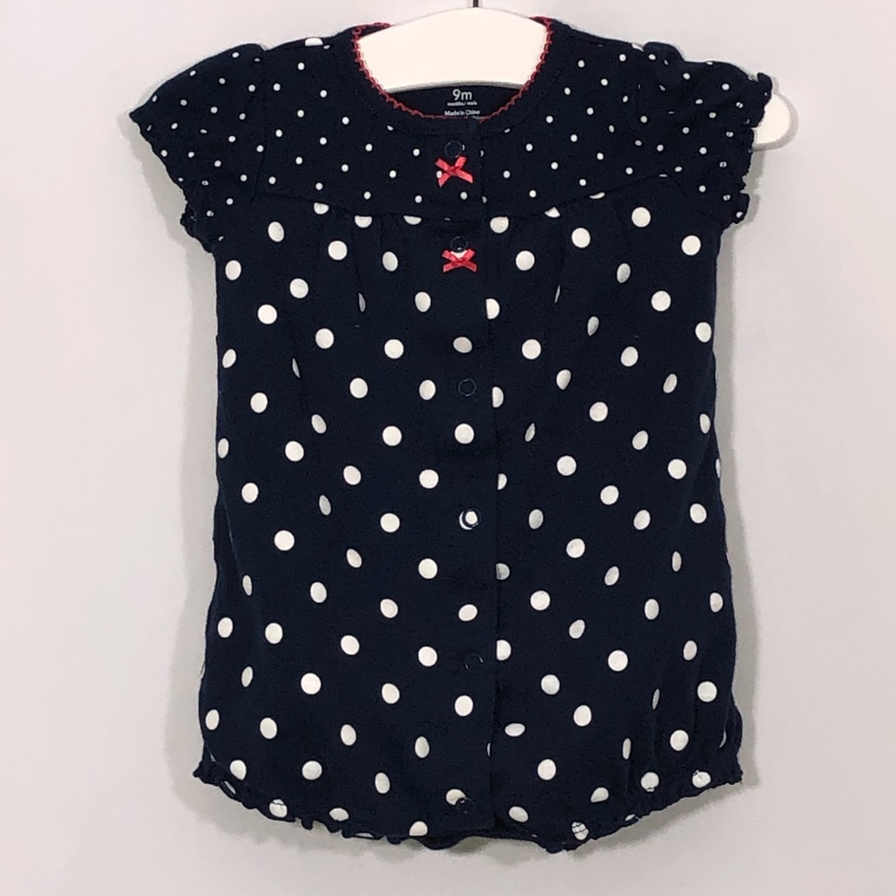 CARTER'S POLKA DOTS BUBBLE ROMPER - Picture 1 of 6